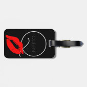 Kiss Lips Black Red Lipstick Queen Q Monogram Bagagelabel (Achterkant horizontaal)