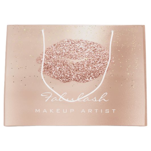 Kiss Lips Blush Makeup Glitter Roos Gold Confetti Groot Cadeauzakje (Voorkant)