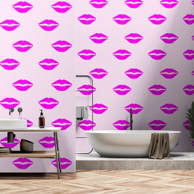 Kiss Lips Custom Kleur Wit Behang (Badkamer)