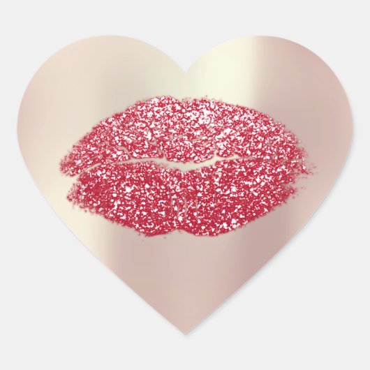 Kiss Lips Glitter Makeup 16th Roos Red Heart Hart Sticker (Voorkant)