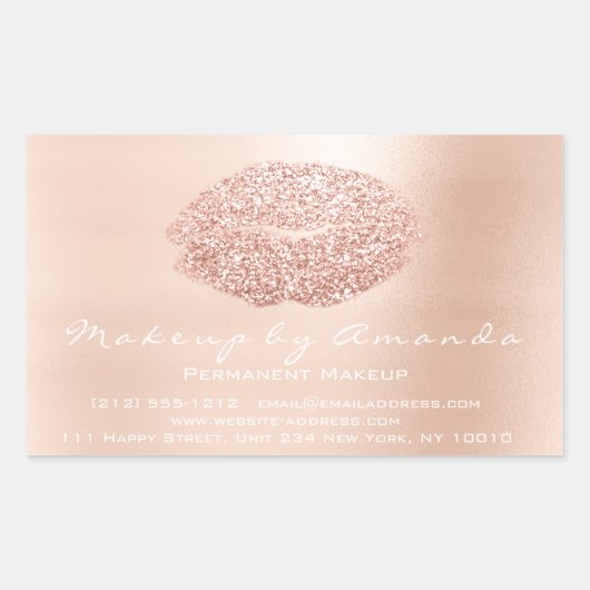 Kiss Lips Glitter Makeup Beauty Salon Microblading Rechthoekige Sticker (Voorkant)