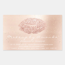 Kiss Lips Glitter Makeup Gold Confetting Microblad Rechthoekige Sticker