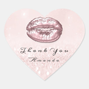 Kiss Lips Glitter Pink Heart Makeup Bridal Hart Sticker
