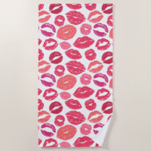 Kiss Lips Love Beach Towel