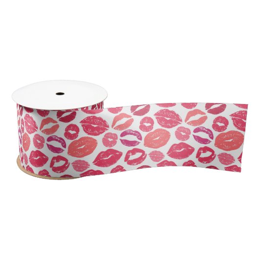 Kiss Lips Love Ribbon Satijnen Lint (Spoel)