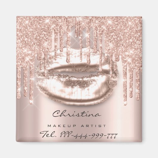 Kiss Lips Makeup Artiest Glitter Drift Sparkly Tel Magneet (Voorkant)