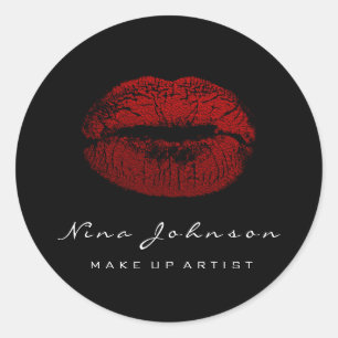 Kiss Lips Makeup Artist Beauty Black Red Lipstick Ronde Sticker