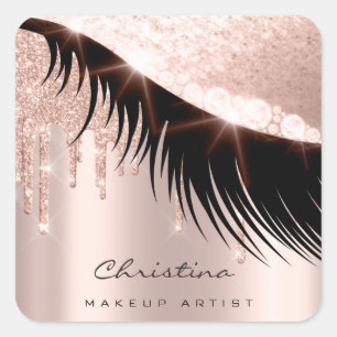 Kiss Lips Makeup Artist Glitter Lashe Sparkly Blog Vierkante Sticker
