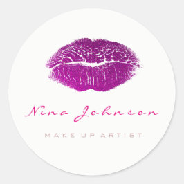 Kiss Lips Makeup Beauty White Fuchsia Roze Ronde Sticker