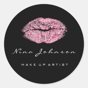Kiss Lips Makeup Beauty White Roze Roze Naam Ronde Sticker