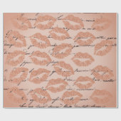 Kiss Lips Makeup Blush Peach Gold Letter Script Cadeaupapier (Vlak)