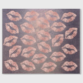 Kiss Lips Makeup Blush Pink Rose Gold Paars Grung Cadeaupapier (Vlak)
