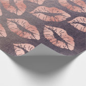 Kiss Lips Makeup Blush Pink Rose Gold Paars Grung Cadeaupapier (Hoek)
