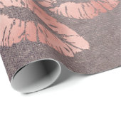 Kiss Lips Makeup Blush Pink Rose Gold Paars Grung Cadeaupapier (Rol Hoek)