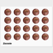 Kiss Lips Makeup Eigen naam Gold Coffee Chocolade Ronde Sticker (Vel)