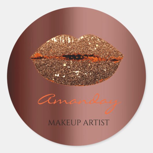 Kiss Lips Makeup Eigen naam Gold Coffee Chocolade Ronde Sticker (Voorkant)