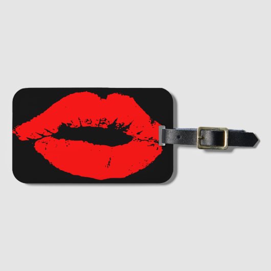 Kiss Lips Red Lipstick Love Passion Valentijn Bagagelabel (Voorkant (horizontaal))