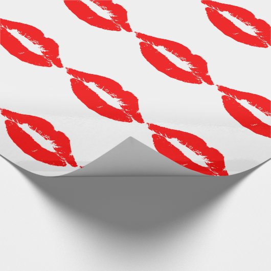Kiss Lips Red Lipstick Love Passion Valentijn Cadeaupapier (Hoek)