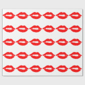 Kiss Lips Red Lipstick Love Passion Valentijn Cadeaupapier (Vlak)