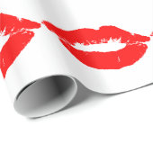 Kiss Lips Red Lipstick Love Passion Valentijn Cadeaupapier (Rol Hoek)