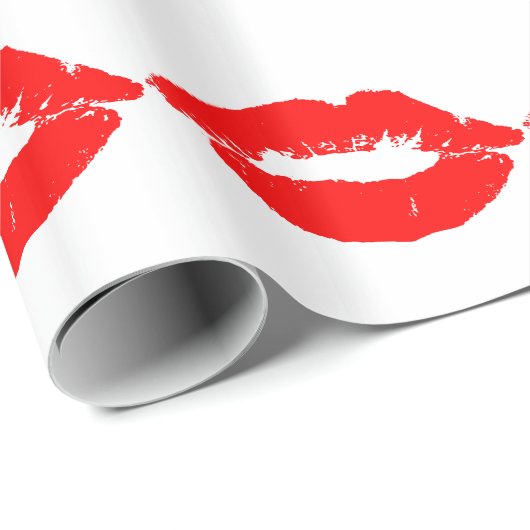 Kiss Lips Red Lipstick Love Passion Valentijn Cadeaupapier (Rol Hoek)