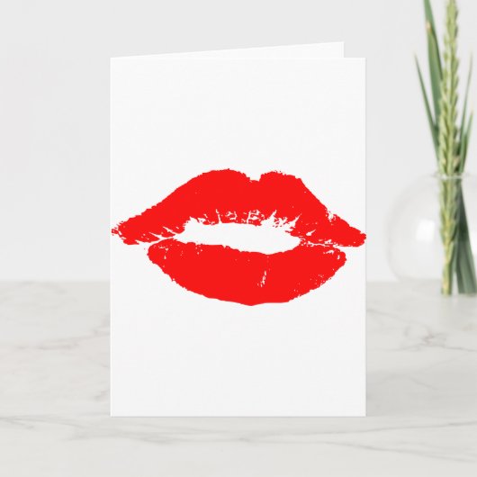Kiss Lips Red Lipstick Love Passion Valentijn Feestdagen Kaart (Voorkant)
