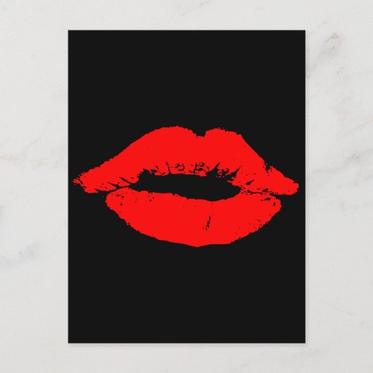 Kiss Lips Red Lipstick Love Passion Valentijn Feestdagenkaart (Voorkant)