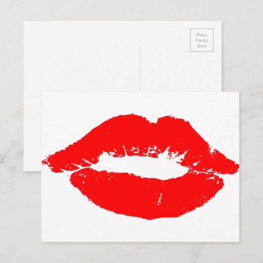 Kiss Lips Red Lipstick Love Passion Valentijn Feestdagenkaart (Voorkant / Achterkant)