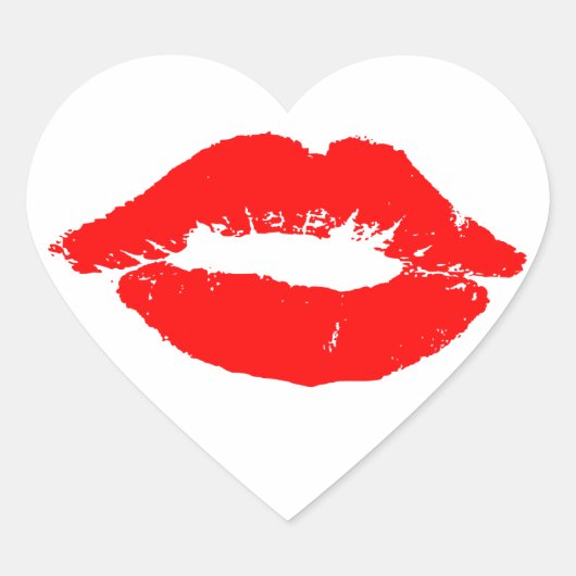 Kiss Lips Red Lipstick Love Passion Valentijn Hart Sticker (Voorkant)
