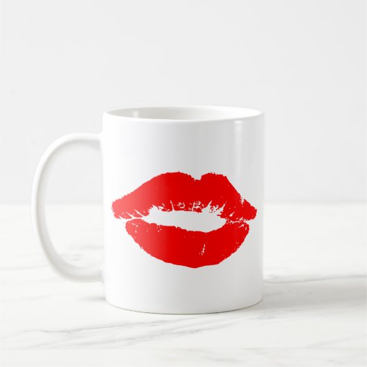 Kiss Lips Red Lipstick Love Passion Valentijn Koffiemok (Links)