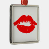 Kiss Lips Red Lipstick Love Passion Valentijn Metalen Ornament (Rechts)