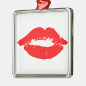 Kiss Lips Red Lipstick Love Passion Valentijn Metalen Ornament (Links)