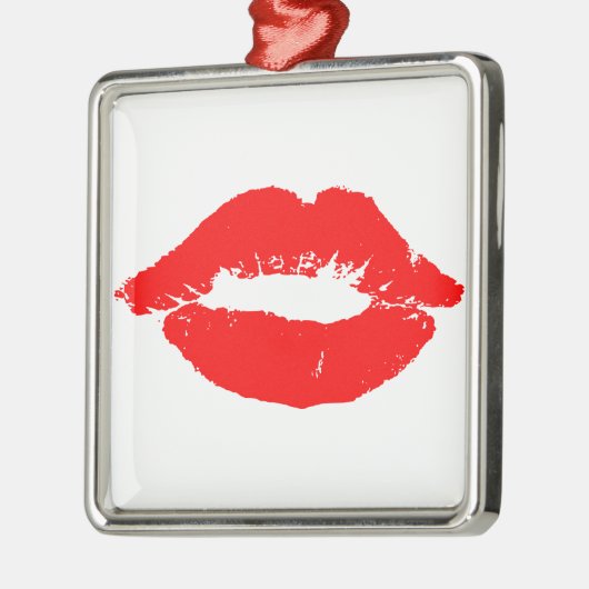 Kiss Lips Red Lipstick Love Passion Valentijn Metalen Ornament (Links)