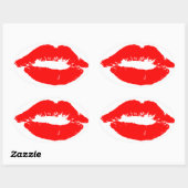 Kiss Lips Red Lipstick Love Passion Valentijn Ovale Sticker (Vel)