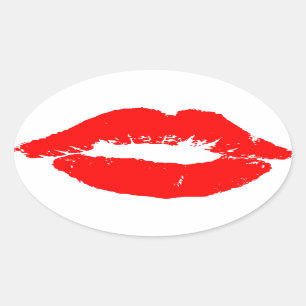 Kiss Lips Red Lipstick Love Passion Valentijn Ovale Sticker
