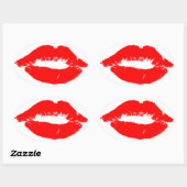 Kiss Lips Red Lipstick Love Passion Valentijn Ovale Sticker (Vel)
