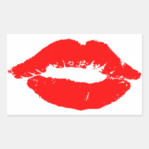 Kiss Lips Red Lipstick Love Passion Valentijn Rechthoekige Sticker