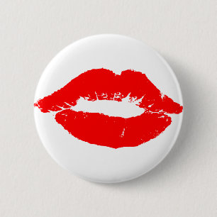 Kiss Lips Red Lipstick Love Passion Valentijn Ronde Button 5,7 Cm