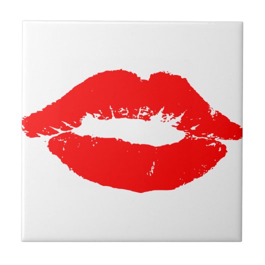 Kiss Lips Red Lipstick Love Passion Valentijn Tegeltje (Voorkant)