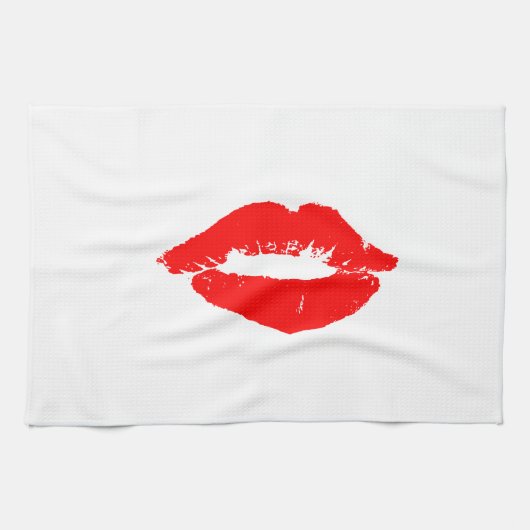 Kiss Lips Red Lipstick Love Passion Valentijn Theedoek (Horizontaal)