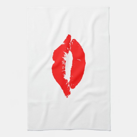 Kiss Lips Red Lipstick Love Passion Valentijn Theedoek (Verticaal)