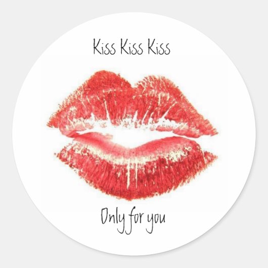 kiss_lips, ronde sticker (Voorkant)
