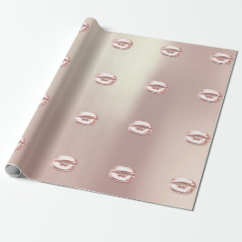 Kiss Lips Roos Gold Blush Bridal Sweet 16th Cadeaupapier