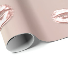 Kiss Lips Roos Gold Blush Bridal Sweet 16th Cadeaupapier
