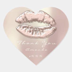 Kiss Lips Roos Gold Heart Makeup 16th Hart Sticker
