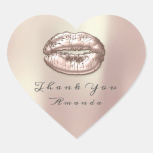 Kiss Lips Roos Gold Heart Makeup Bridal 16 Dank Hart Sticker