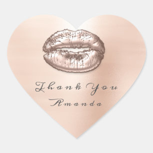 Kiss Lips Roos Roze Hart Make-up Bridal 16e Dank Sticker
