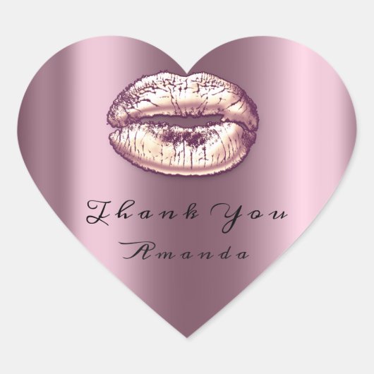 Kiss Lips Roos Violet Heart Makeup Bridal 16 Dank Hart Sticker (Voorkant)