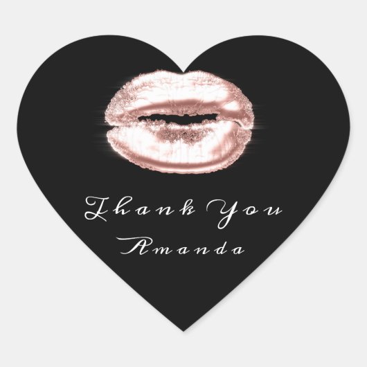 Kiss Lips Roos Zwart Wit Make-up Bridal 16 Dank Hart Sticker (Voorkant)