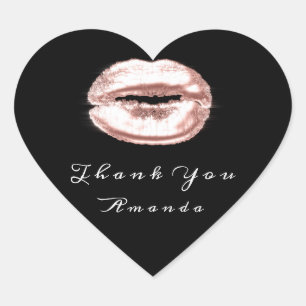 Kiss Lips Roos Zwart Wit Make-up Bridal 16 Dank Hart Sticker